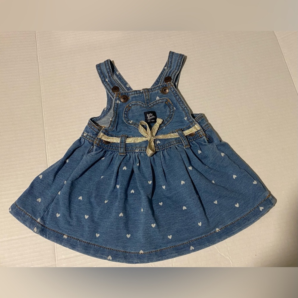 Baby B’gosh Vestbak size 3M girl sleeveless denim heart pattern blue dress